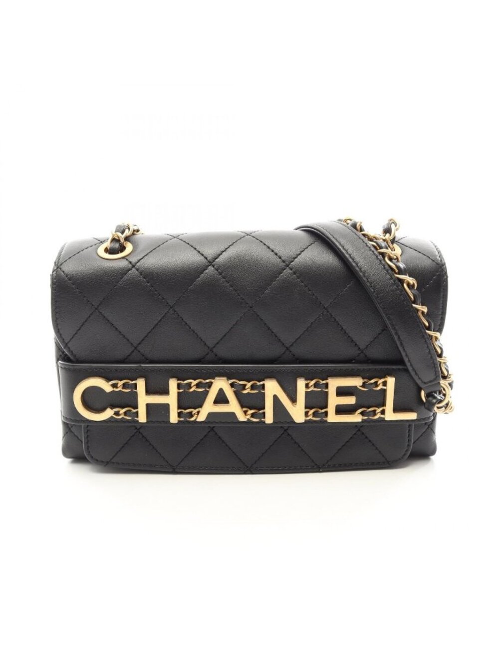 Chanel Shoulder Bag Quilted Black Lambskin Small Flap Chain